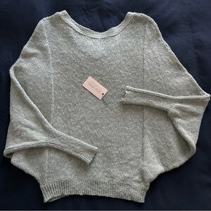 NWT Ruby Moon slouchy rib knit light seafoam blue-green sweater with button back